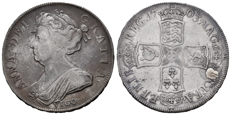 Great Britain. Anna. 1/2 crown. 1703. VIGO. (Km-518.2). Ag. 14,89 g. Silver mint...