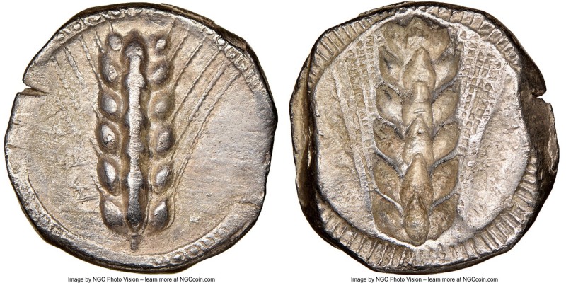 LUCANIA. Metapontum. Ca. 470-440 BC. AR stater (20mm, 7.56 gm, 12h). NGC Choice ...
