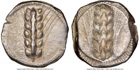 LUCANIA. Metapontum. Ca. 470-440 BC. AR stater (20mm, 7.56 gm, 12h). NGC Choice XF 4/5 - 3/5. META, six-grained barley ear; dotted border on raised ri...