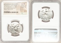 MACEDONIAN KINGDOM. Alexander III the Great (336-323 BC). AR tetradrachm (27mm, 17.12 gm, 6h). NGC Choice XF 5/5 - 3/5. Posthumous issue of Tyre, date...