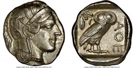 ATTICA. Athens. Ca. 440-404 BC. AR tetradrachm (25mm, 17.21 gm, 7h). NGC Choice AU 5/5 - 4/5, brushed. Mid-mass coinage issue. Head of Athena right, w...