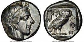 ATTICA. Athens. Ca. 440-404 BC. AR tetradrachm (24mm, 17.19 gm, 4h). NGC AU 5/5 - 5/5. Mid-mass coinage issue. Head of Athena right, wearing crested A...