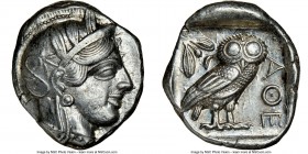 ATTICA. Athens. Ca. 440-404 BC. AR tetradrachm (25mm, 17.20 gm, 1h). NGC AU 5/5 - 4/5. Mid-mass coinage issue. Head of Athena right, wearing crested A...