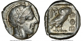 ATTICA. Athens. Ca. 440-404 BC. AR tetradrachm (25mm, 17.25 gm, 7h). NGC AU 5/5 - 4/5. Mid-mass coinage issue. Head of Athena right, wearing crested A...