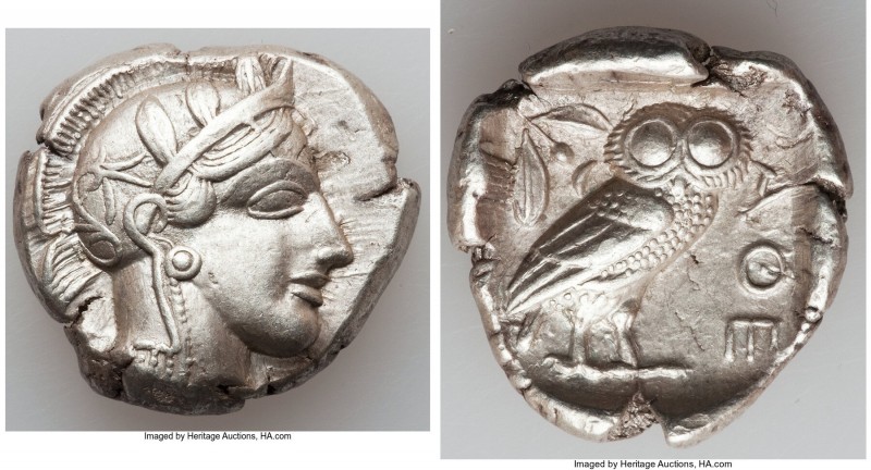 ATTICA. Athens. Ca. 440-404 BC. AR tetradrachm (26mm, 17.13 gm, 4h). XF. Mid-mas...