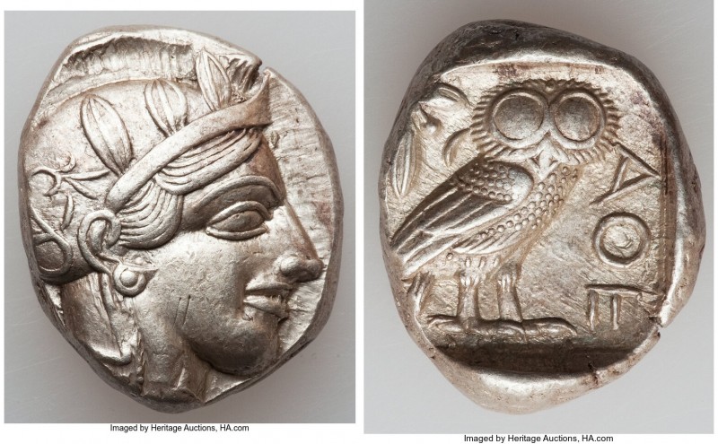 ATTICA. Athens. Ca. 440-404 BC. AR tetradrachm (25mm, 17.20 gm, 7h). XF, marks. ...