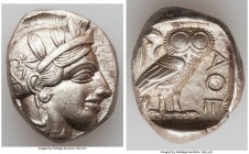 ATTICA. Athens. Ca. 440-404 BC. AR tetradrachm (25mm, 17.20 gm, 7h). XF, marks. Mid-mass coinage issue. Head of Athena right, wearing crested Attic he...