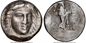 CARIAN SATRAPS. Maussollus (377-352 BC). AR drachm (14mm, 12h). NGC VF. Laureate head of Apollo facing, turned slightly right, hair parted in center a...