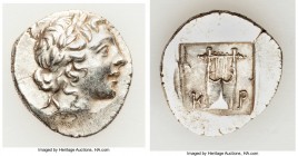 LYCIAN LEAGUE. Cragus. Ca. 48-20 BC. AR hemidrachm (15mm, 2.05 gm, 12h). AU. Series 1. Laureate head of Apollo right; Λ-Y below / K-P, cithara (lyre);...