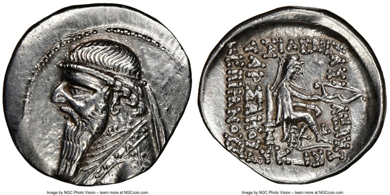 PARTHIAN KINGDOM. Mithradates II (ca. 121-91 BC). AR drachm (21mm, 1h). NGC AU, ...