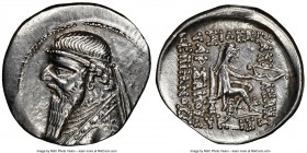 PARTHIAN KINGDOM. Mithradates II (ca. 121-91 BC). AR drachm (21mm, 1h). NGC AU, brushed. Rhagae, ca. 109-96/5 BC. Diademed, draped bust of Mithradates...