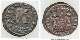 Delmatius (AD 335-337). AE3 or BI nummus (17mm, 1.59 gm, 6h). About VF. Alexandria, 2nd officina, AD 335-337. FL DELMATIVS NOB C, laureate, cuirassed ...