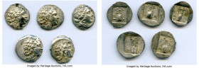ANCIENT LOTS. Greek. Lycian League. Ca. 48-20 BC. Lot of five (5) AR hemidrachms. VF-XF. Includes: Five (5) AR hemidrachms - Laureate head of Apollo r...