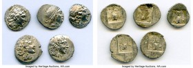 ANCIENT LOTS. Greek. Lycian League. Ca. 48-20 BC. Lot of five (5) AR hemidrachms. VF-XF. Includes: Five (5) AR hemidrachms - Laureate head of Apollo r...