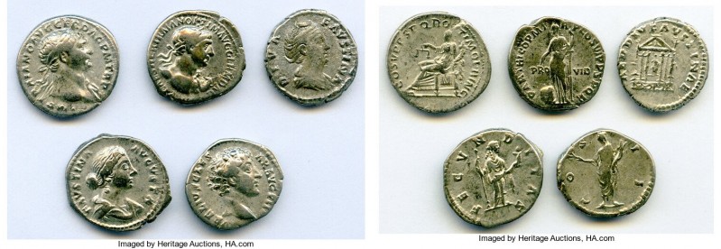 ANCIENT LOTS. Roman Imperial. Lot of five (5) AR denarii. About VF-VF. Includes:...