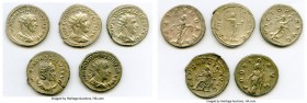 ANCIENT LOTS. Roman Imperial. AD 3rd century. Lot of five (5) AR antoniniani. XF-Choice XF. Includes: AR antoniniani (5), various rulers. Total five (...