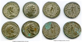 ANCIENT LOTS. Roman Imperial. Tetrarchic Period (AD 3rd-4th centuries). Lot of four (4) BI folles. VF-XF. Includes: BI folles (4), various rulers. Tot...