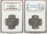 Philip II "Sao Jose" Shipwreck Cob 4 Reales ND (1574-1622) Shipwreck Effect NGC, Potosí mint. 32mm. Indeterminate type. From the São José, a Portugues...