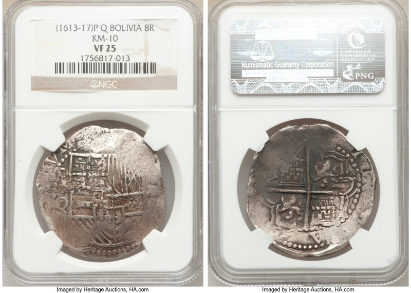 Philip III Cob 8 Reales (1613-1617) P-Q VF25 NGC, Potosi mint, KM10.

HID09801...