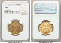 João Prince Regent gold 4000 Reis 1812-(R) MS61 NGC, Rio de Janeiro mint, KM235.2. Admirably struck, with shimmering golden luster expressed throughou...