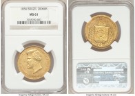 Pedro II gold 20000 Reis 1856 MS61 NGC, Rio de Janeiro mint, KM468, Fr-121a. 

HID09801242017

© 2020 Heritage Auctions | All Rights Reserved