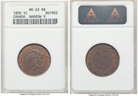 Victoria 3-Piece Lot of Certified Cents Red and Brown ANACS, 1) "Narrow 9" Cent 1859 - MS63, London mint, KM1 2) Cent 1876-H - MS64, Heaton mint, KM7 ...