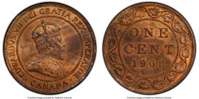 Pair of Certified Cents PCGS, 1) Edward VII Cent 1908 - MS64 Red and Brown, KM8 2) George V Cent 1911 - UNC Details (Questionable Color), KM15 Ottawa ...