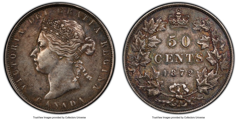 Victoria 50 Cents 1872-H AU50 PCGS, Heaton mint, KM6. Steel-toned and slightly g...