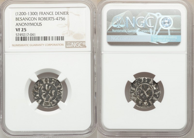 Besançon. Anonymous 5-Piece Lot of Certified Deniers ND (1200-1300) VF25 NGC, Ro...