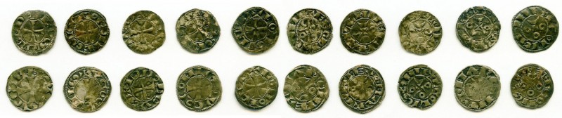10-Piece Lot of Uncertified Assorted Deniers ND (12th-13th Century) VF, Angoulem...