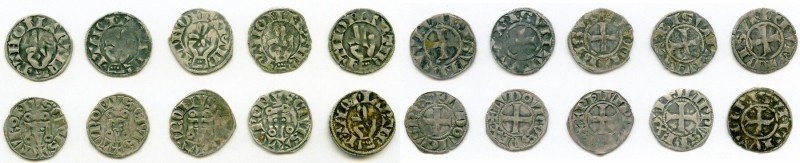 10-Piece Lot of uncertified Assorted Deniers ND (12th-13th Century) VF, Includes...