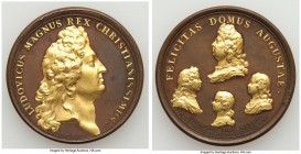 Louis XIV gilt-bronze "Birth of Duke of Berry" Medal 1686 AU, Divo-215. 41.2mm. 34.85gm. By Mauger. Includes old collectors envelope. 

HID098012420...