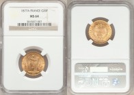 Republic gold 20 Francs 1877-A MS64 NGC, Paris mint, KM825, Gad-1063. AGW 0.1867 oz. 

HID09801242017

© 2020 Heritage Auctions | All Rights Reser...