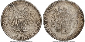 Stolberg. Ludwig II, Heinrich XXI, Albert-Georg & Christof I Taler 1555 XF Details (Reverse Cleaned) NGC, Dav-9854. With the name and title of Karl V....