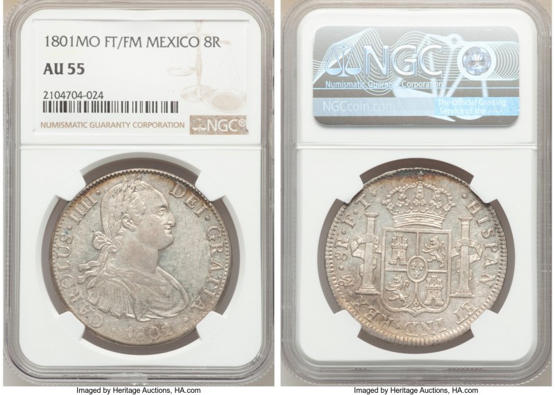 Charles IV 8 Reales 1801 Mo-FT/M AU55 NGC, Mexico City mint, KM109. 

HID09801...