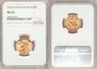Confederation gold 20 Francs 1927-B MS65 NGC, Bern mint, KM35.1. AGW 0.1867 oz. 

HID09801242017

© 2020 Heritage Auctions | All Rights Reserved