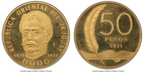 Republic Pair of Certified gold and silver Proof "Centennial of Birth of Rodo" Multiple Pesos PCGS, 1) gold 50 Pesos 1971-So - PR66 Deep Cameo, KM58b ...