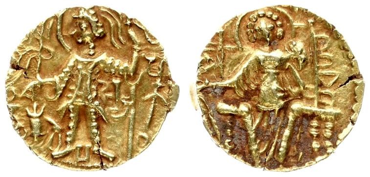 India Kushan Empire 1 Dinar Shaka. Circa AD 305-335. AV Dinar. Uncertain mint. S...