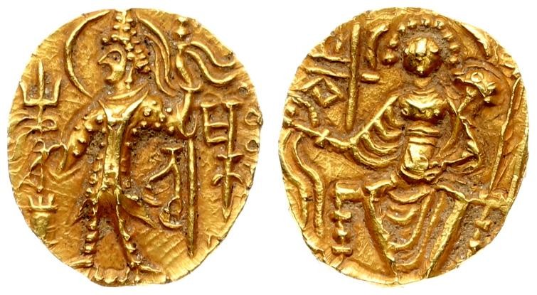India Kushan Empire 1 Dinar. Shaka I. Circa AD 325-345. AV Dinar. Uncertain mint...
