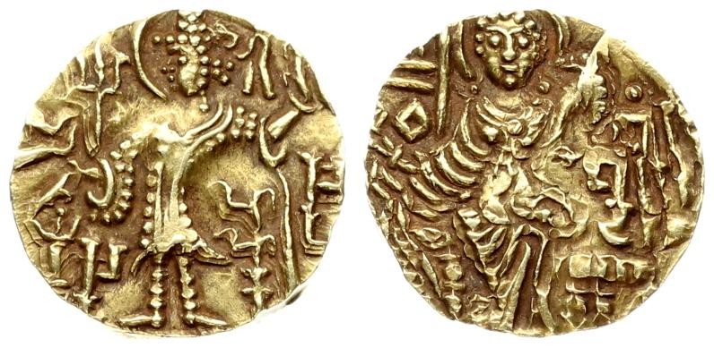 India Kushan Empire 1 Dinar Shaka. Circa AD 325-345. AV Dinar Uncertain mint. Sh...