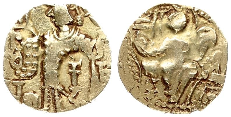 India Kushan Empire 1 Dinar Kidara. Circa AD 350-385. AV Dinar. Kidara standing ...