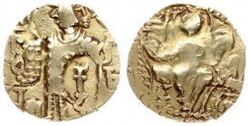 India Kushan Empire 1 Dinar Kidara. Circa AD 350-385. AV Dinar. Kidara standing facing head left sacrificing over altar to left and holding filleted s...