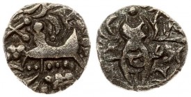 India Post-Kushan 1 Dinar 5th century (Jammu and Kashmir). Kidarite Successors. Jayratava. 5th century AD.Possible local issue. Abstract Kushan style ...
