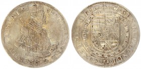 Austria 1 Thaler ND(1564-1595) Hall. Type Rare. Ferdinand Archduke of Austria (1564-1595). Averse: Crowned and armored bust right holding sword and sc...