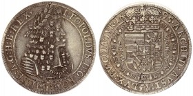 Austria 1 Thaler 1695 Hall. Leopold I (1657-1705). Averse: Old laureate bust right in inner circle. Averse Legend: LEOPOLDVS D: G: ROM: IMP: SE: A: G:...