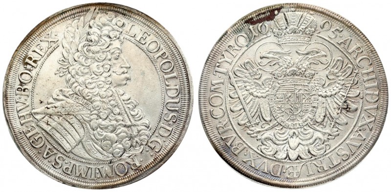 Austria 1 Thaler 1695 Vienna Leopold I (1657-1705). Averse: Laureate; draped; an...