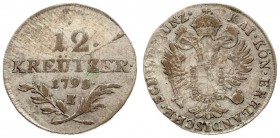 Austria 12 Kreuzer 1795E Franz II (I)(1792-1835). Averse: Crowned imperial double eagle. Averse Legend: SCHEID • MUNZ • KAI • KON • ERBLANDISCHE •. Re...