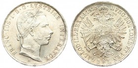 Austria 1 Florin 1858A Franz Joseph I(1848-1916). Averse: Laureate head right. Reverse: Crowned imperial double eagle. Silver. KM 2219