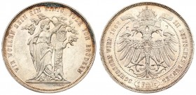 Austria 1 Thaler 1868 Third German Shooting Festival. Franz Joseph I(1848-1916). Averse: Female hanging imperial crest on tree. Reverse: crowned doubl...