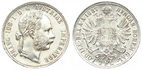 Austria 1 Florin 1887 Franz Joseph I(1848-1916). Averse: Laureate head right. Reverse: Crowned imperial double eagle. Silver. KM 2222